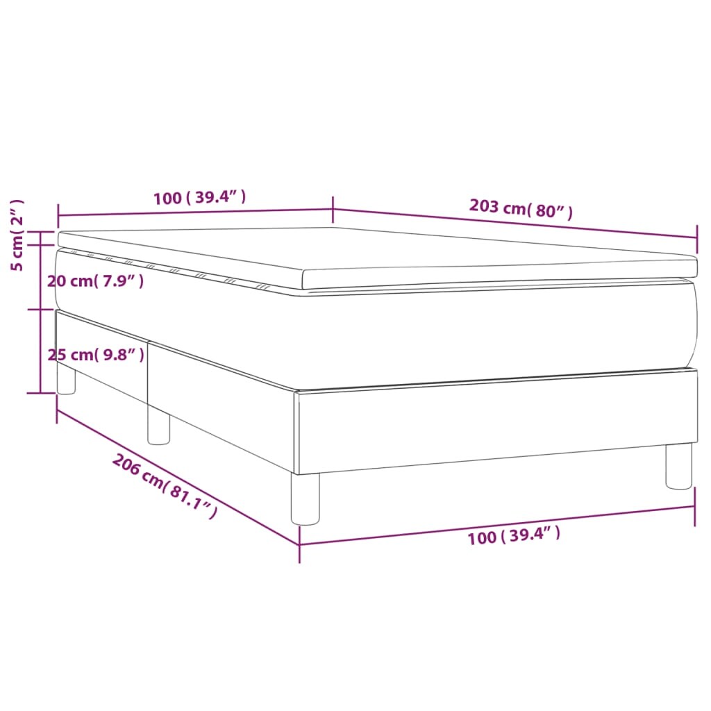 vidaXL Bed Frame Box Spring Platform Bed with Mattress for Bedroom Velvet