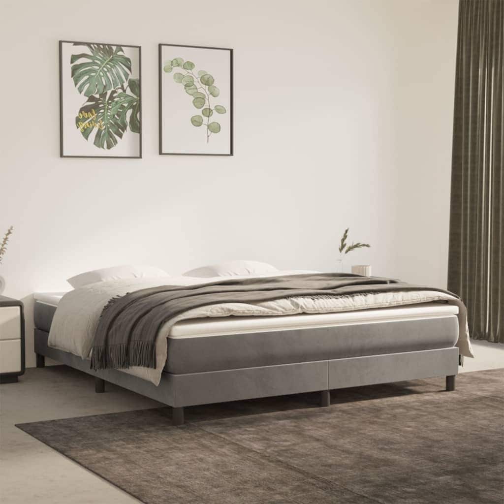 vidaXL Bed Frame Box Spring Platform Bed with Mattress for Bedroom Velvet