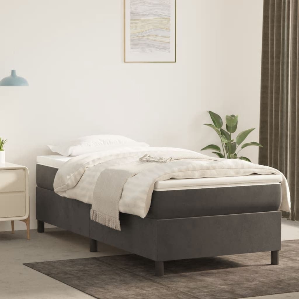 vidaXL Bed Frame Box Spring Platform Bed with Mattress for Bedroom Velvet
