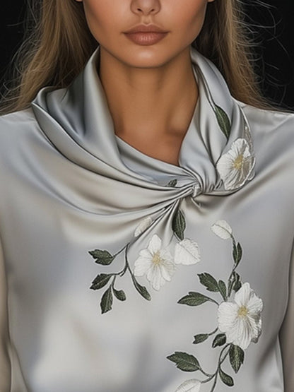 24-Hour-Shipping Elegant Satin Embroidered Shirt