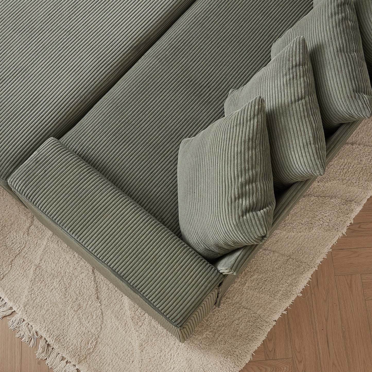 104-In Oversized Large Corduroy L Shaped Sofa with Chaise