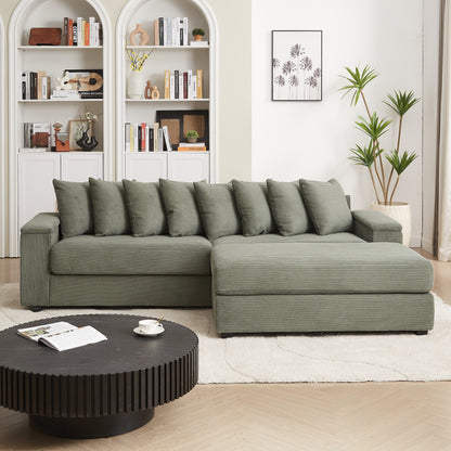 104-In Oversized Large Corduroy L Shaped Sofa with Chaise
