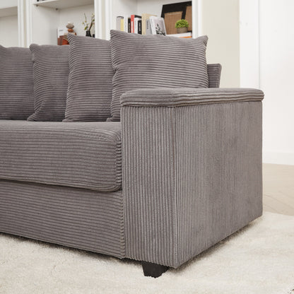 104-In Oversized Large Corduroy L Shaped Sofa with Chaise