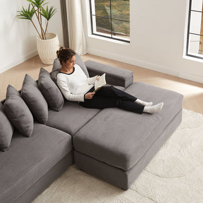 104-In Oversized Large Corduroy L Shaped Sofa with Chaise