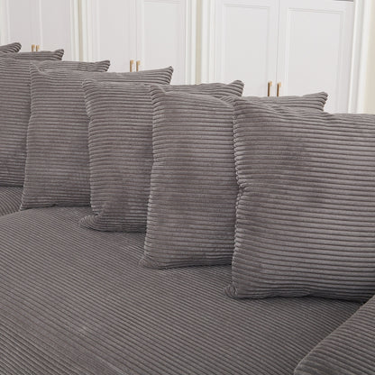 104-In Oversized Large Corduroy L Shaped Sofa with Chaise
