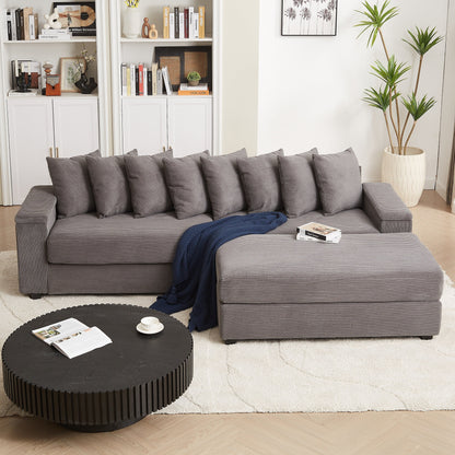 104-In Oversized Large Corduroy L Shaped Sofa with Chaise