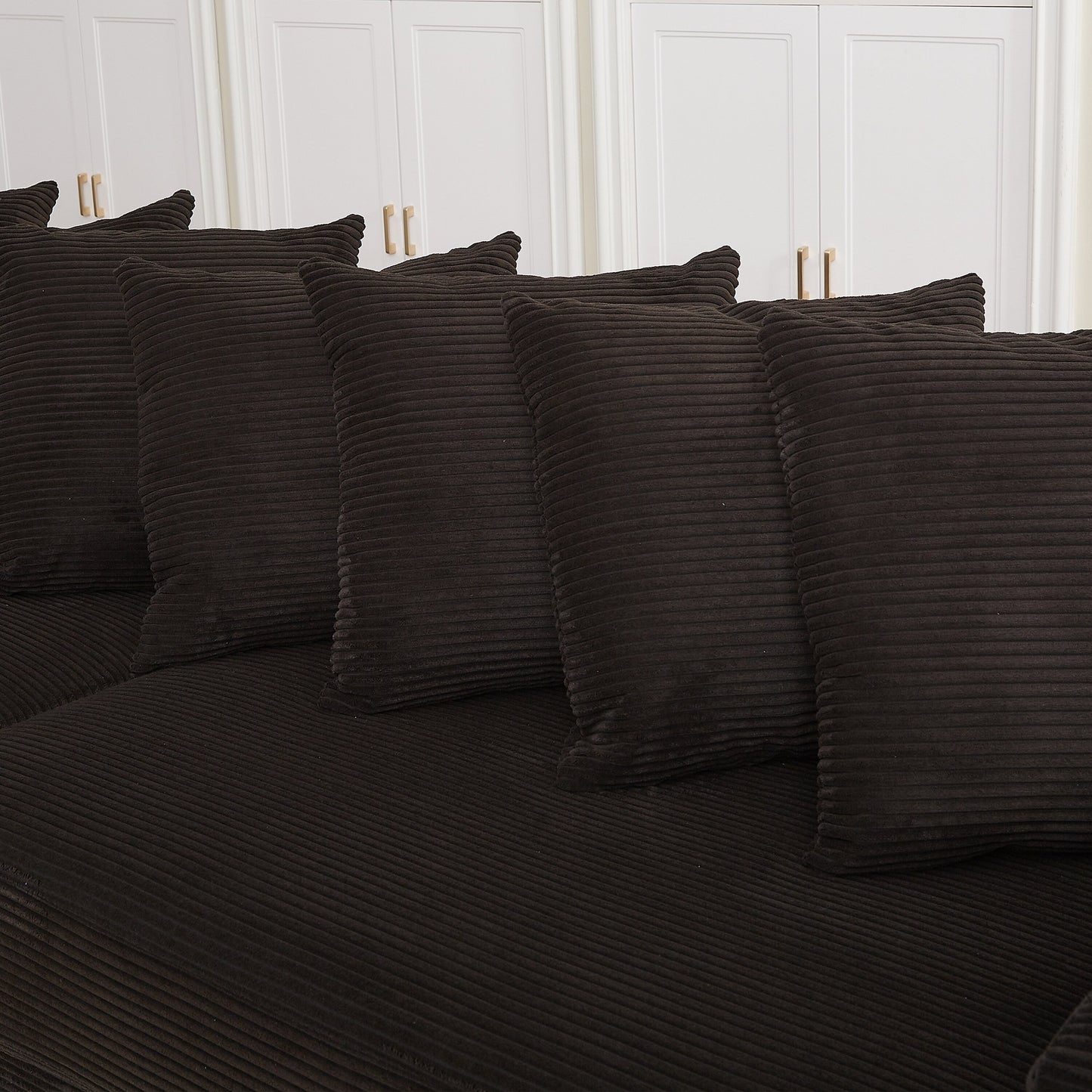104-In Oversized Large Corduroy L Shaped Sofa with Chaise