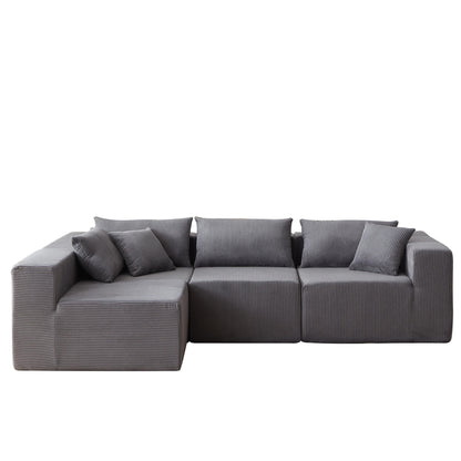 104-Inch Corduroy Modular L Shaped Sectional Sofa,Floor Couch Set,Foam-Filled Compressed Sofa,4 PC Free Combination