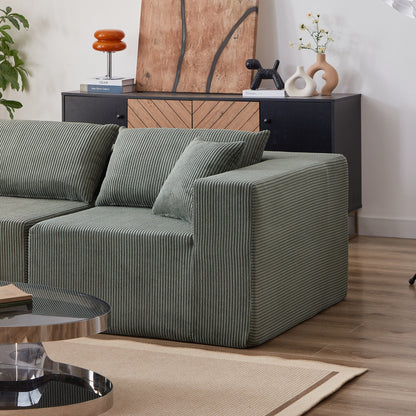 104-Inch Corduroy Modular L Shaped Sectional Sofa,Floor Couch Set,Foam-Filled Compressed Sofa,4 PC Free Combination
