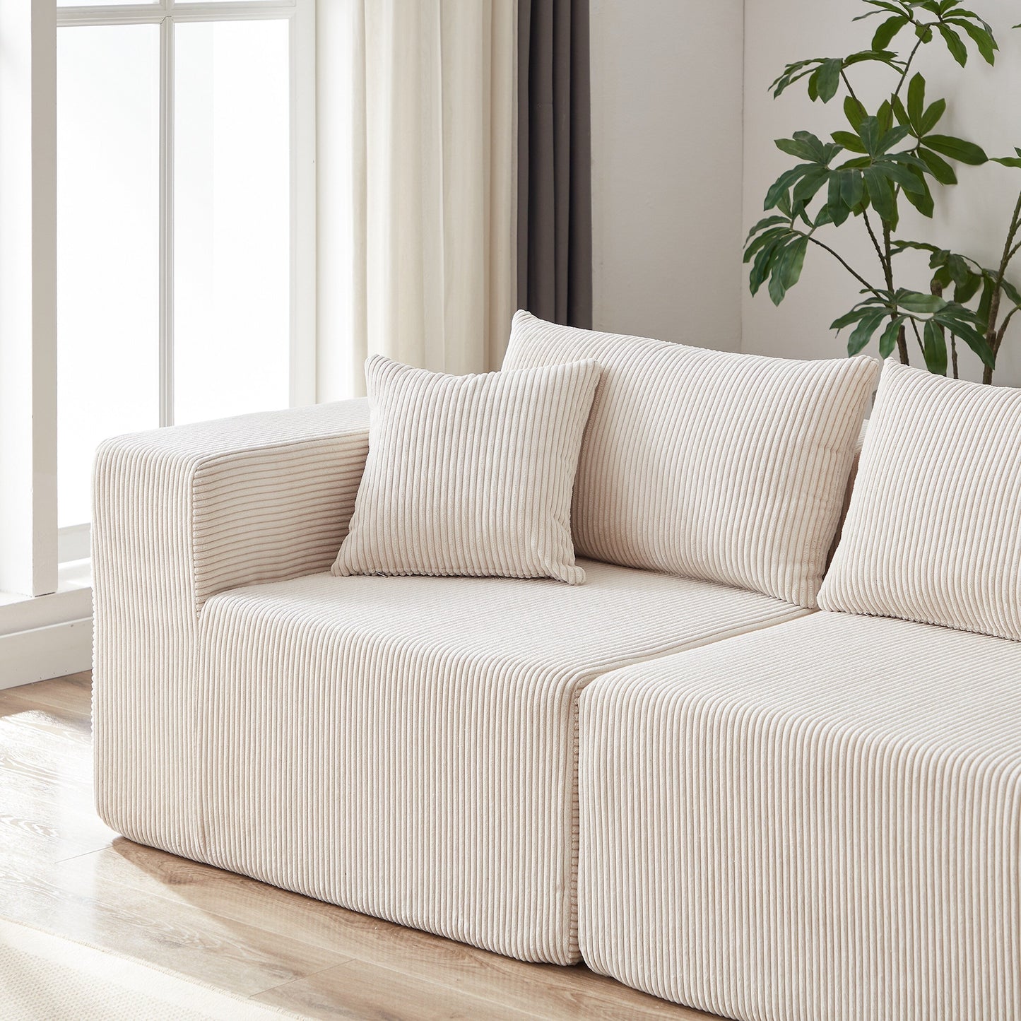 104-Inch Corduroy Modular L Shaped Sectional Sofa,Floor Couch Set,Foam-Filled Compressed Sofa,4 PC Free Combination