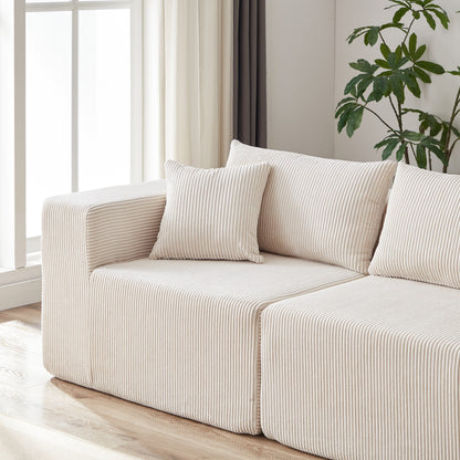 104-Inch Corduroy Modular L Shaped Sectional Sofa,Floor Couch Set,Foam-Filled Compressed Sofa,4 PC Free Combination