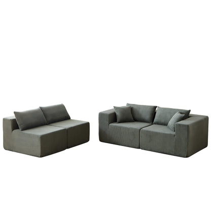 104-Inch Corduroy Modular L Shaped Sectional Sofa,Floor Couch Set,Foam-Filled Compressed Sofa,4 PC Free Combination