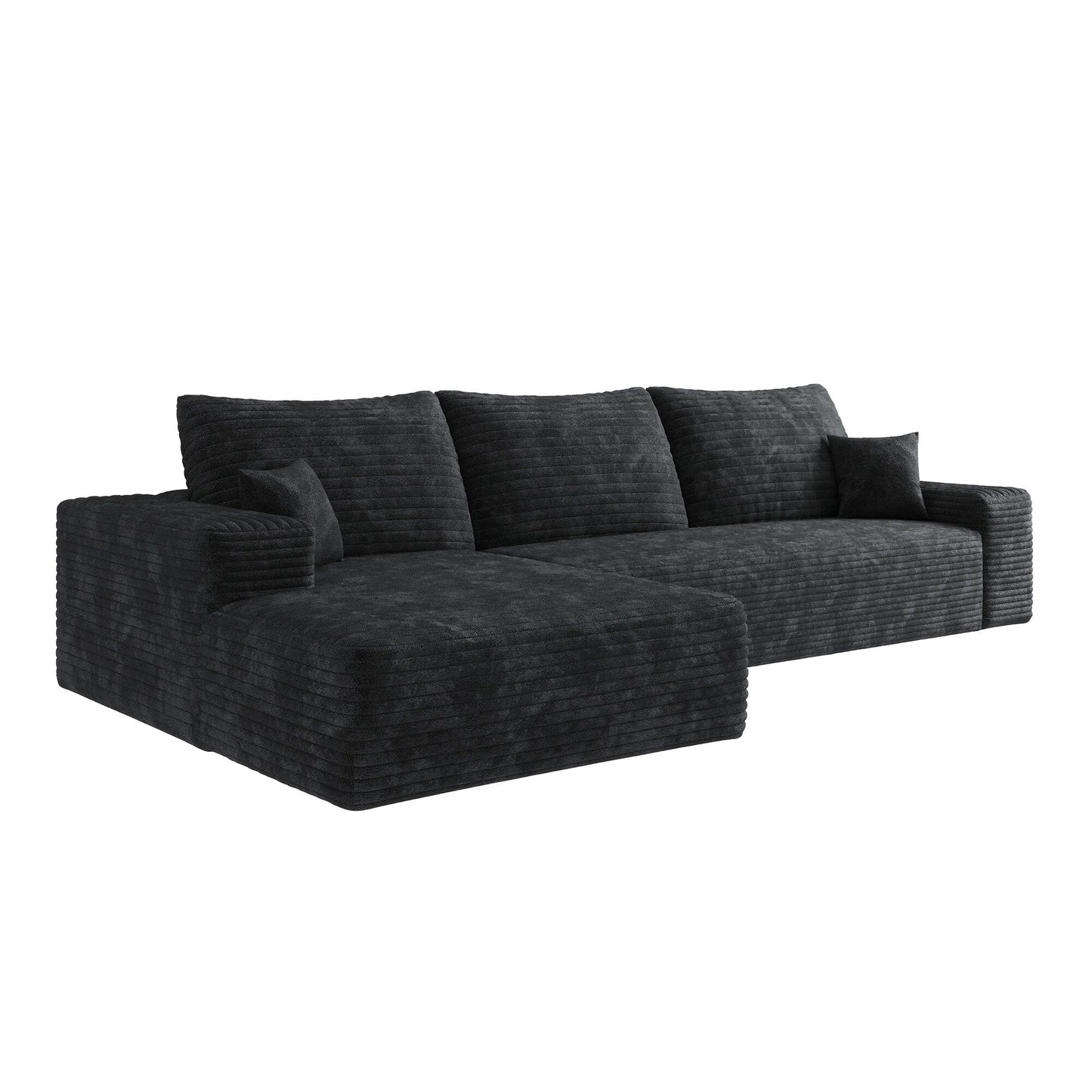 107-Inch Modular Corduroy Sectional Sofa with Chaise and Deep Seating for Living Room Bedroom