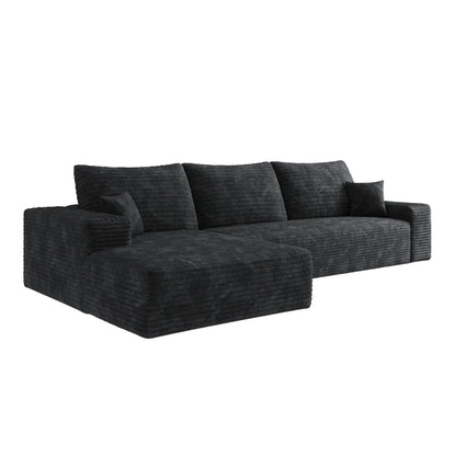 107-Inch Modular Corduroy Sectional Sofa with Chaise and Deep Seating for Living Room Bedroom