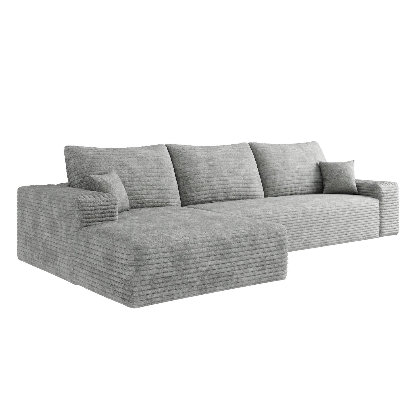 107-Inch Modular Corduroy Sectional Sofa with Chaise and Deep Seating for Living Room Bedroom