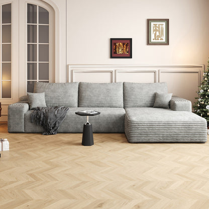 107-Inch Modular Corduroy Sectional Sofa with Chaise and Deep Seating for Living Room Bedroom