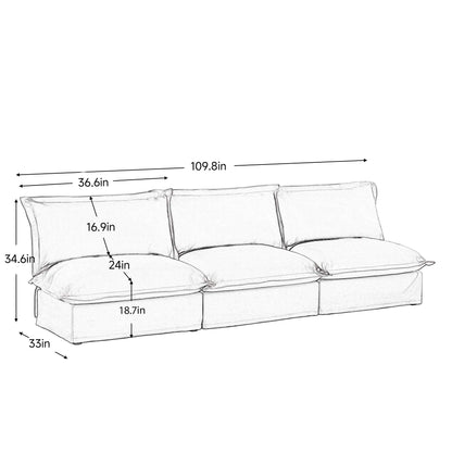 109.8 Chenille Armless 3-Seater Sofa for living room and bedroom