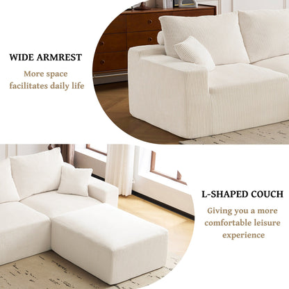 110 L-Shaped Sectional Sofa, Full-Compression 3-Seater Cloud Couch with Chaise