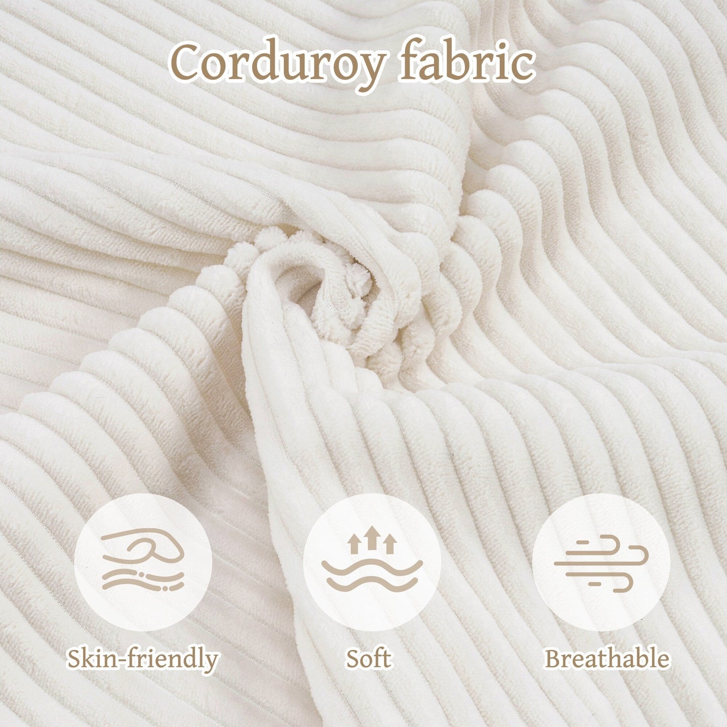 110 Corduroy 4-Seater Sofa,Slow-Recovery Foam (72hr Expansion, No Assembly Required)
