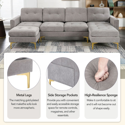 110inch L-Shape Convertible Sectional Sofa Couch