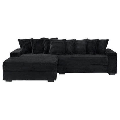 111.4  L-Shaped Corduroy Sofa with 8 Throw Pillows and Footstool