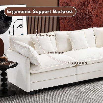 111.4 L-Shaped Cloud Sectional Sofa with Ottoman - 4-Seat Chenille Couch for Living Room