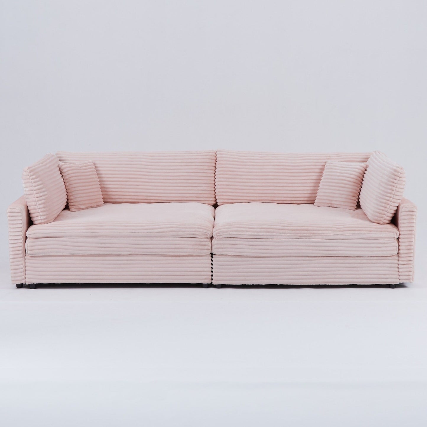 112-inch black corduroy sofa: two throw pillows, four backrests, opening up a new style for the living room's casual area