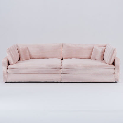 112-inch black corduroy sofa: two throw pillows, four backrests, opening up a new style for the living room's casual area