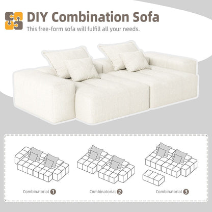 113.39 Chenille Modular 4-Seater Sofa, Sparkling Tufted Design, Non-Slip Base