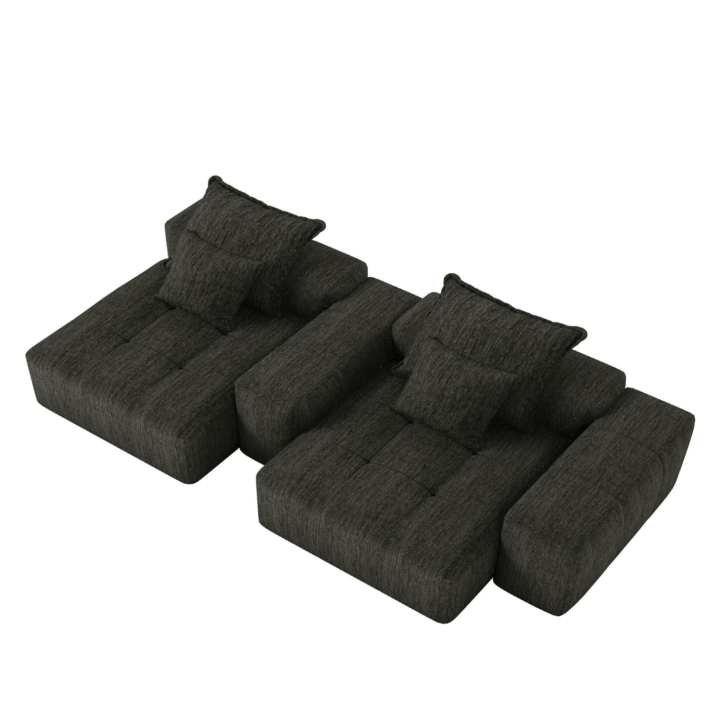 113.39 Chenille Modular 4-Seater Sofa, Sparkling Tufted Design, Non-Slip Base
