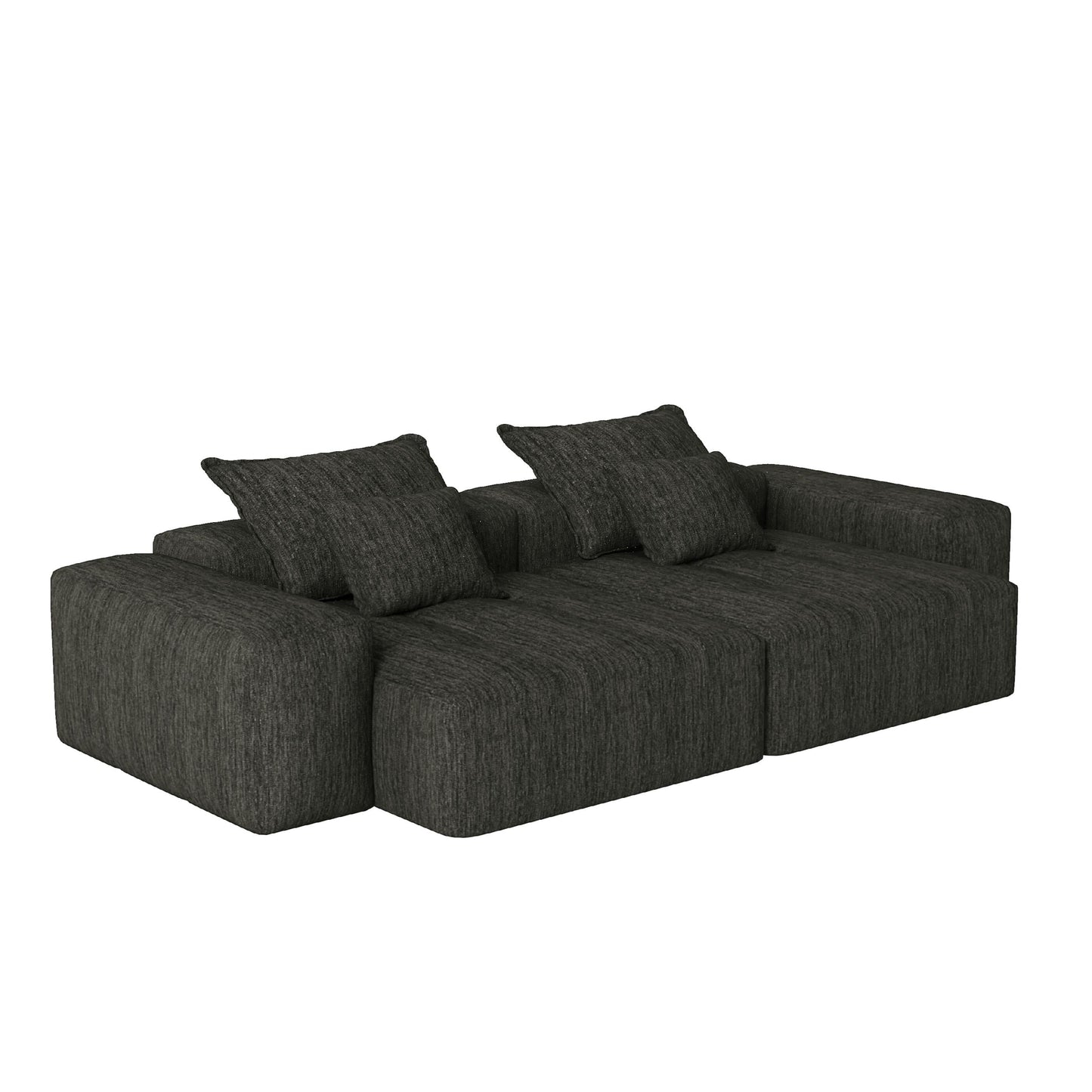 113.39 Chenille Modular 4-Seater Sofa, Sparkling Tufted Design, Non-Slip Base