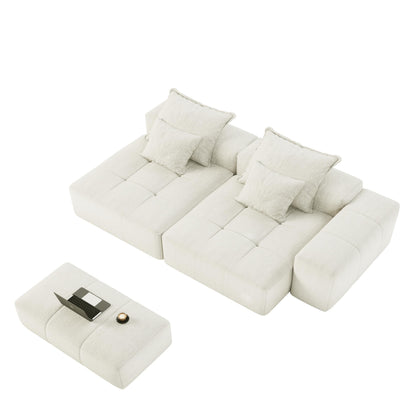 113.39 Chenille Modular 4-Seater Sofa, Sparkling Tufted Design, Non-Slip Base