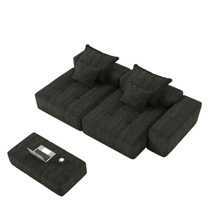 113.39 Chenille Modular 4-Seater Sofa, Sparkling Tufted Design, Non-Slip Base