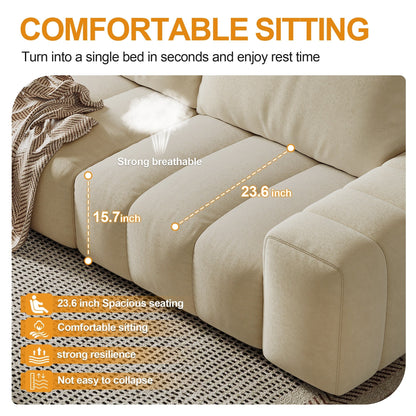 114 Wood 4-Seater Sofa with Solid Wood Frame, Stain-Resistant & Easy Clean, for Pet-Friendly Homes