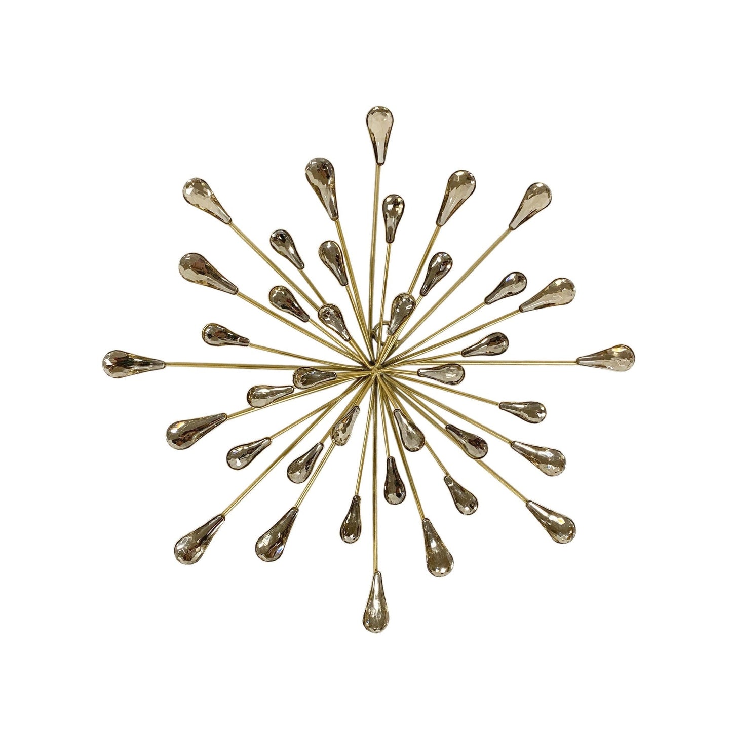 12.5 DIA Gold Starburst Metal/Clear Beads Wall Art