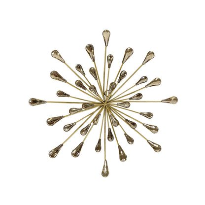12.5 DIA Gold Starburst Metal/Clear Beads Wall Art
