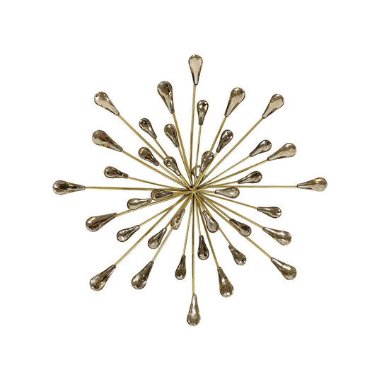 12.5 DIA Gold Starburst Metal/Clear Beads Wall Art