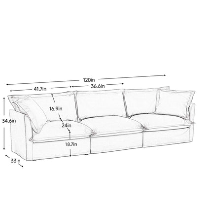 120 Chenille 4-Seater Sofa with Soft Multiple Big Pillows for living room and bedroom