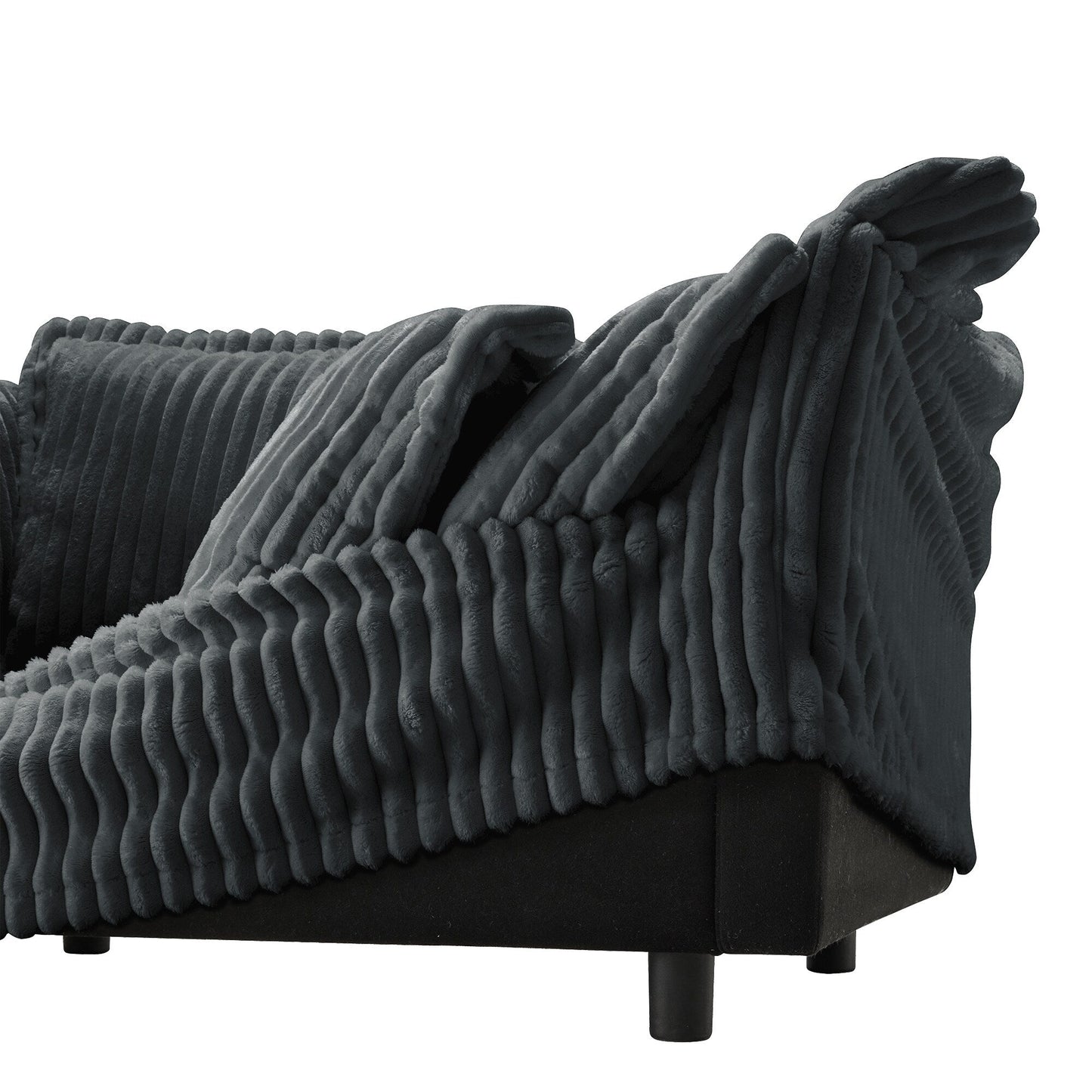 120 Corduroy 4-Seater Sofa with Soft Multiple Big Pillows for living room and bedroom