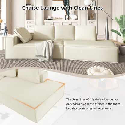 125 Stylish Chaise Lounge Modern Indoor Lounge Sofa Sleeper Sofa with Clean Lines for Living Room, Beige