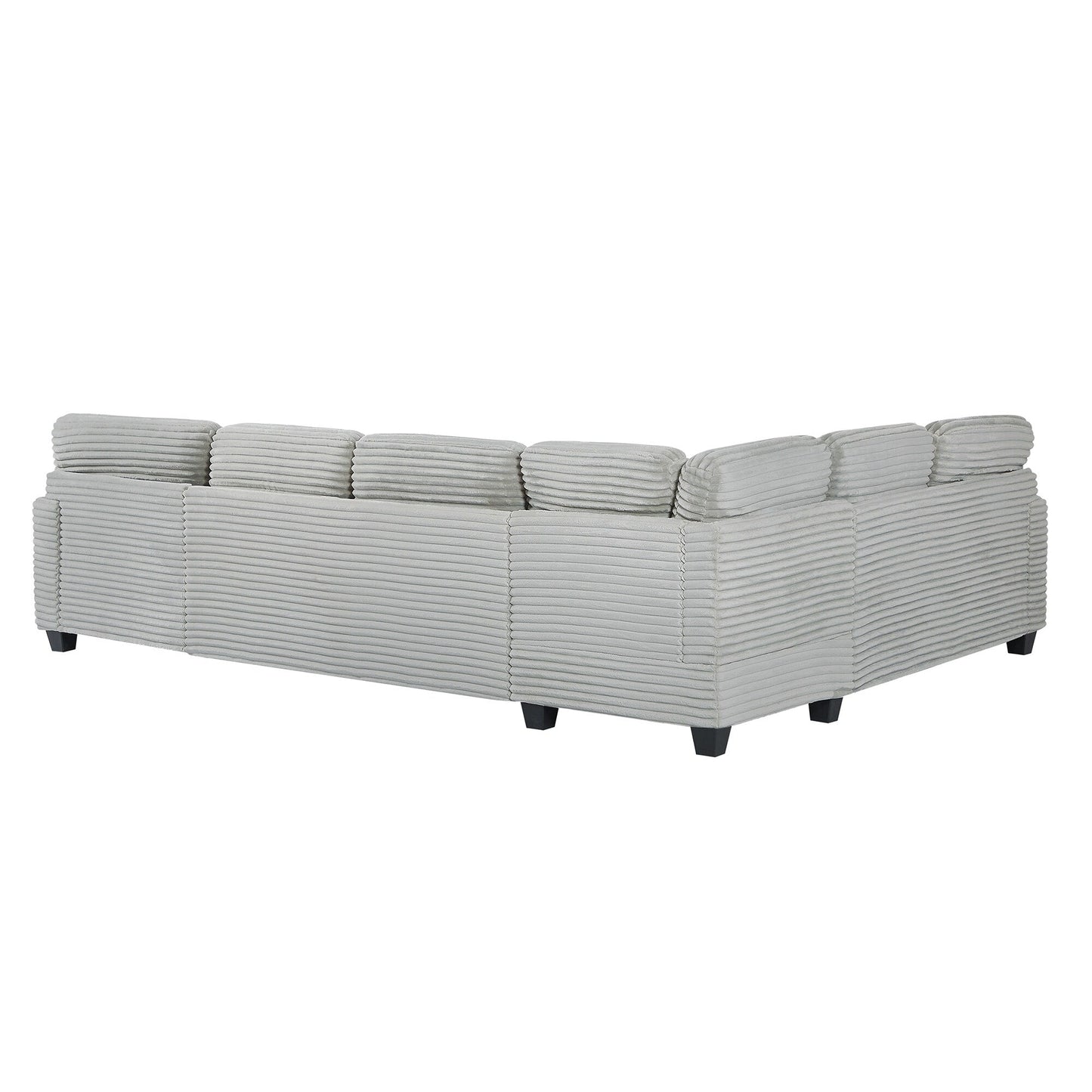 125'' Corduroy U-shaped Sectional Sofa with Movable Ottoman