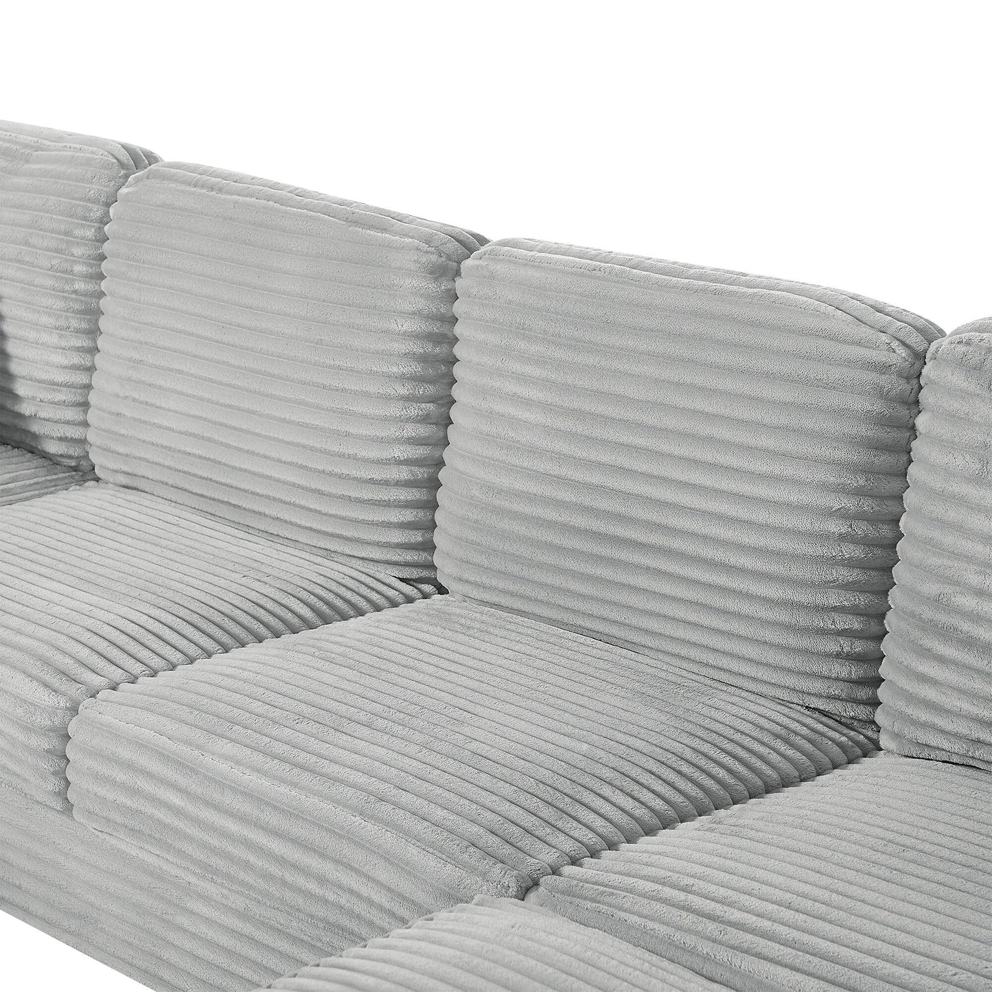 125'' Corduroy U-shaped Sectional Sofa with Movable Ottoman