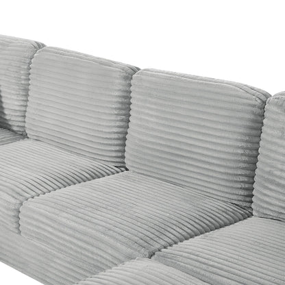 125'' Corduroy U-shaped Sectional Sofa with Movable Ottoman