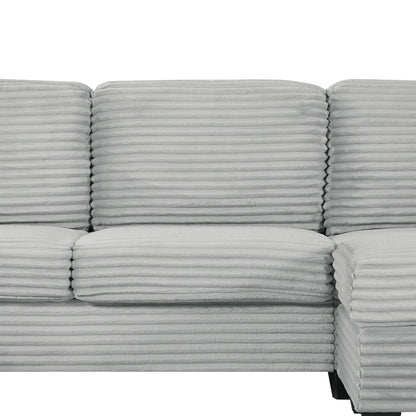 125'' Corduroy U-shaped Sectional Sofa with Movable Ottoman