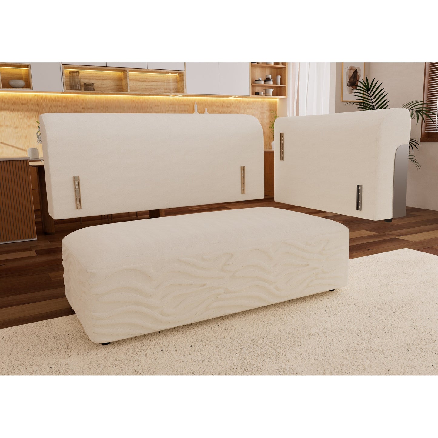 127.4Fabric 4-Seater Sofa with Deep Seat Sofa Comfy Cloud Couch with Pillows
