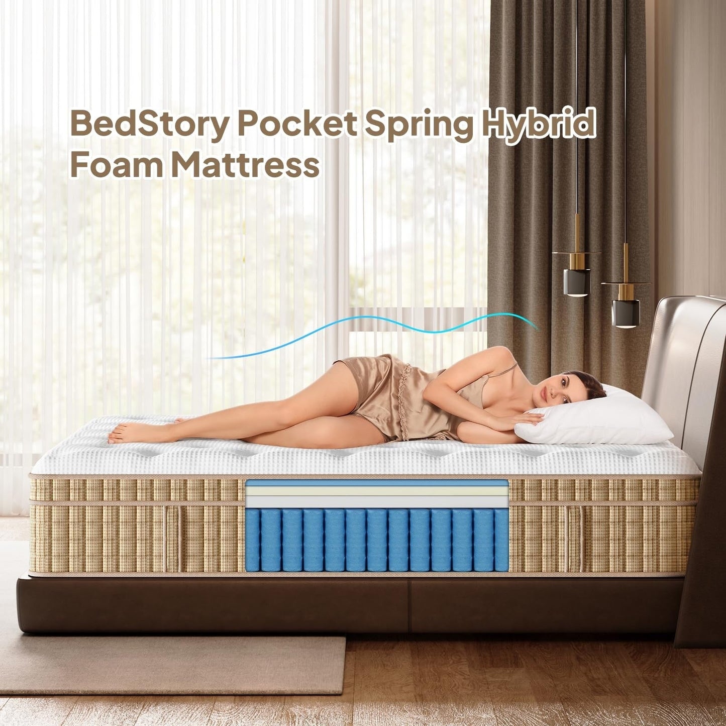 14 Inch Queen Mattress Hybrid Innerspring Mattress with Gel Memory Foam Fiberglass-Free Medium Plush CertiPUR-US Certified