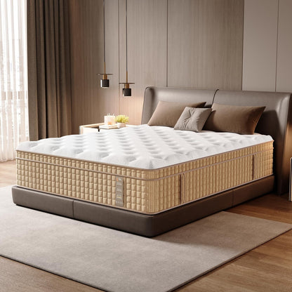 14 Inch Queen Mattress Hybrid Innerspring Mattress with Gel Memory Foam Fiberglass-Free Medium Plush CertiPUR-US Certified