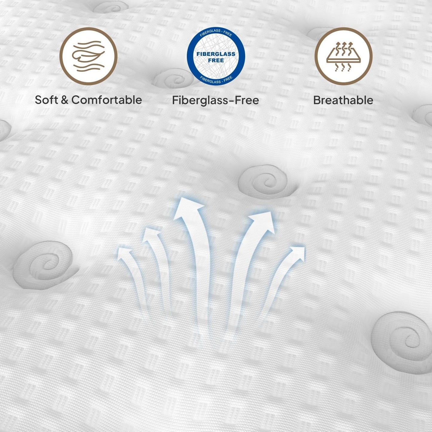 14 Inch Queen Mattress Hybrid Innerspring Mattress with Gel Memory Foam Fiberglass-Free Medium Plush CertiPUR-US Certified