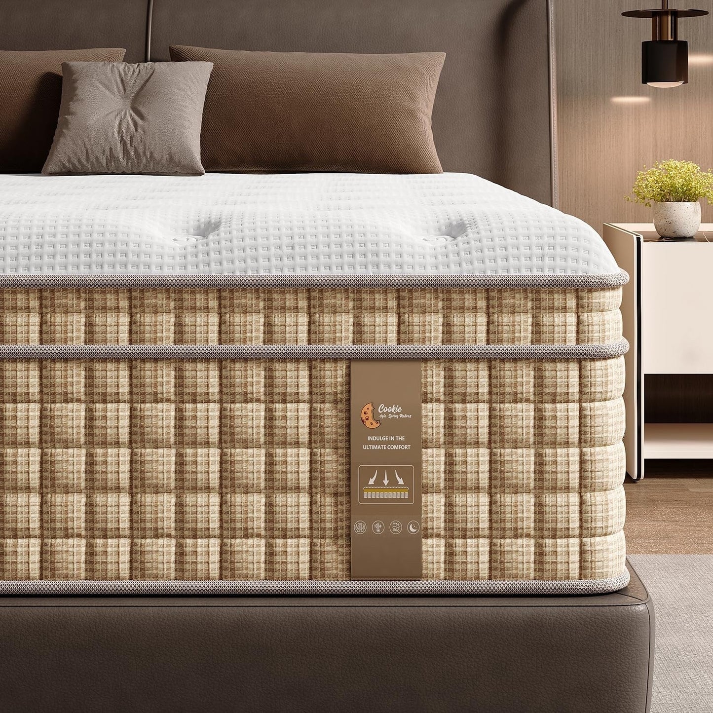14 Inch Queen Mattress Hybrid Innerspring Mattress with Gel Memory Foam Fiberglass-Free Medium Plush CertiPUR-US Certified