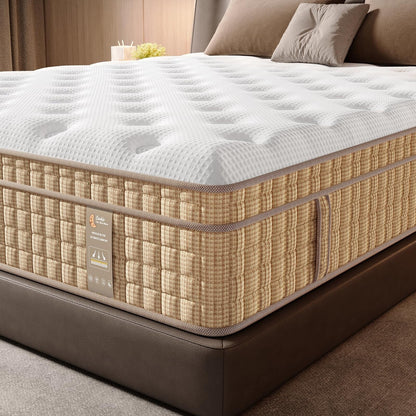 14 Inch Queen Mattress Hybrid Innerspring Mattress with Gel Memory Foam Fiberglass-Free Medium Plush CertiPUR-US Certified